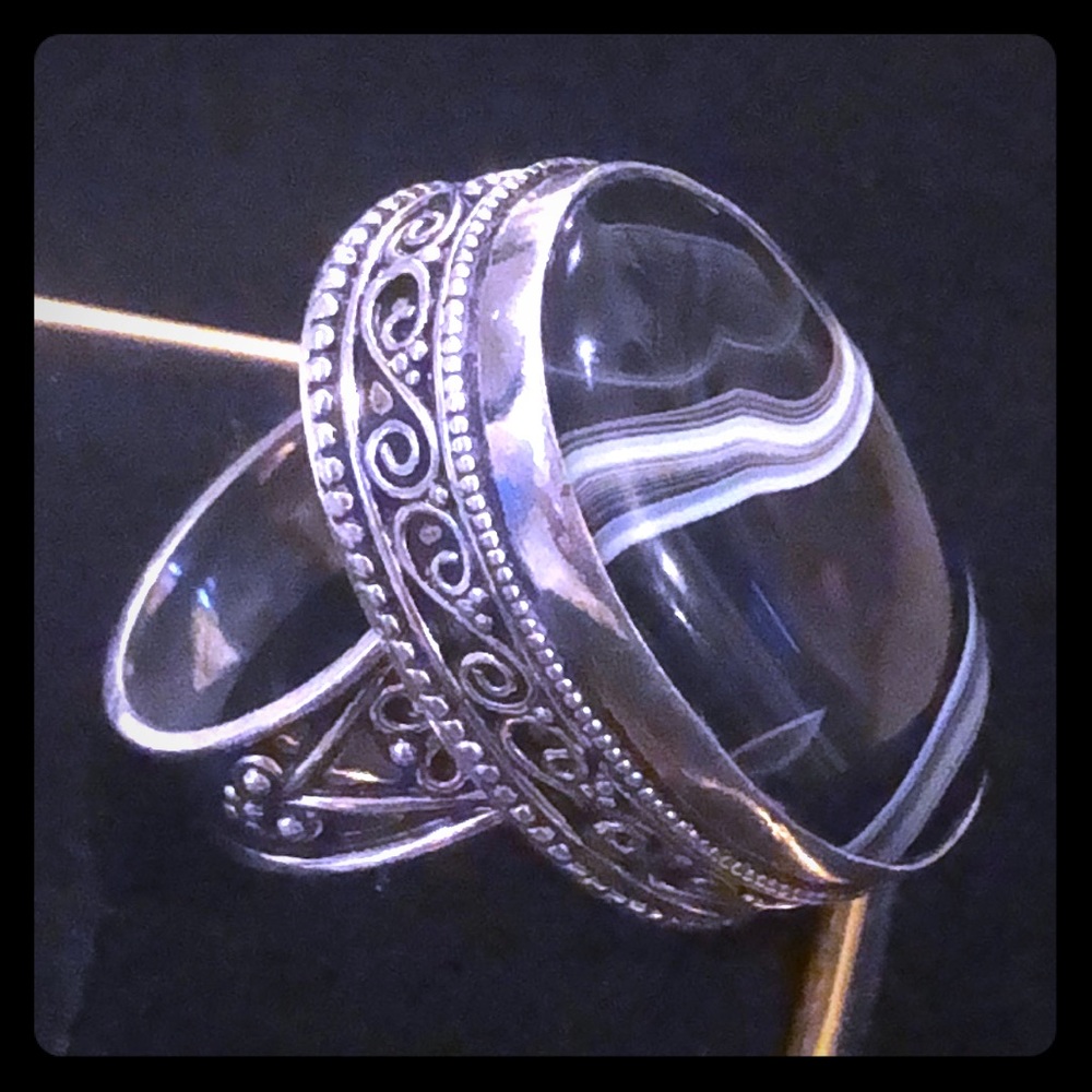 Botswana Agate Silver Ring - image 1